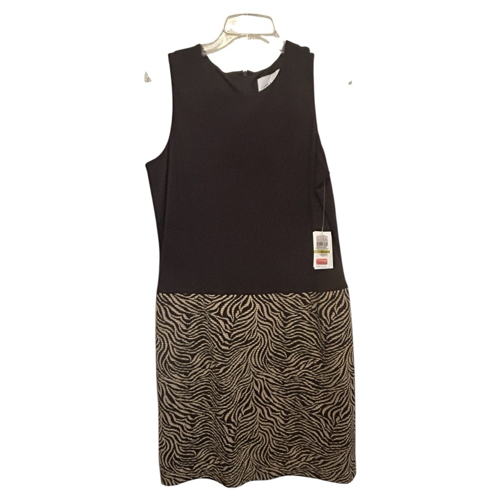 NWY 14P Chaus Brown and khaki Zebra Print Dress